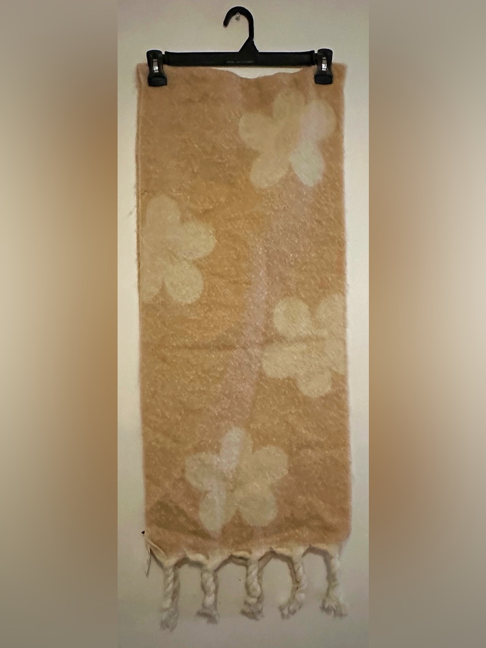 Cream Floral Scarf - Neutral Tan Design